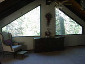 A-frame vaulted 20 foot ceilings