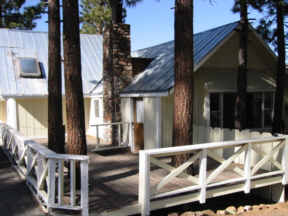 Patio with view of lake