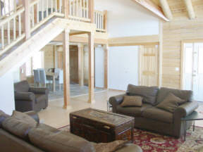Living Room is spacious, vaulted ceilings