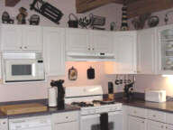 kitchen of big bear victorian cabin